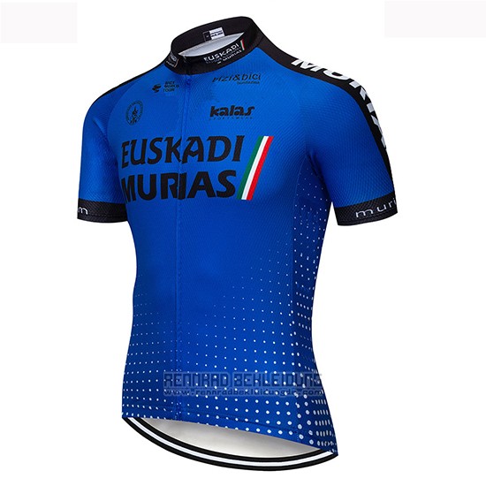 2019 Fahrradbekleidung Euskadi Murias Blau Trikot Kurzarm und Tragerhose